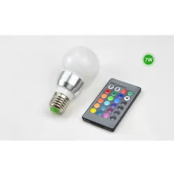 Żarówka diodowa LED RGB 7W/E27 16 kolorów + PILOT