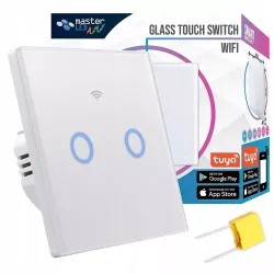 Włącznik szklany dotykowy WIFI podwójny Smart House czarny lub biały